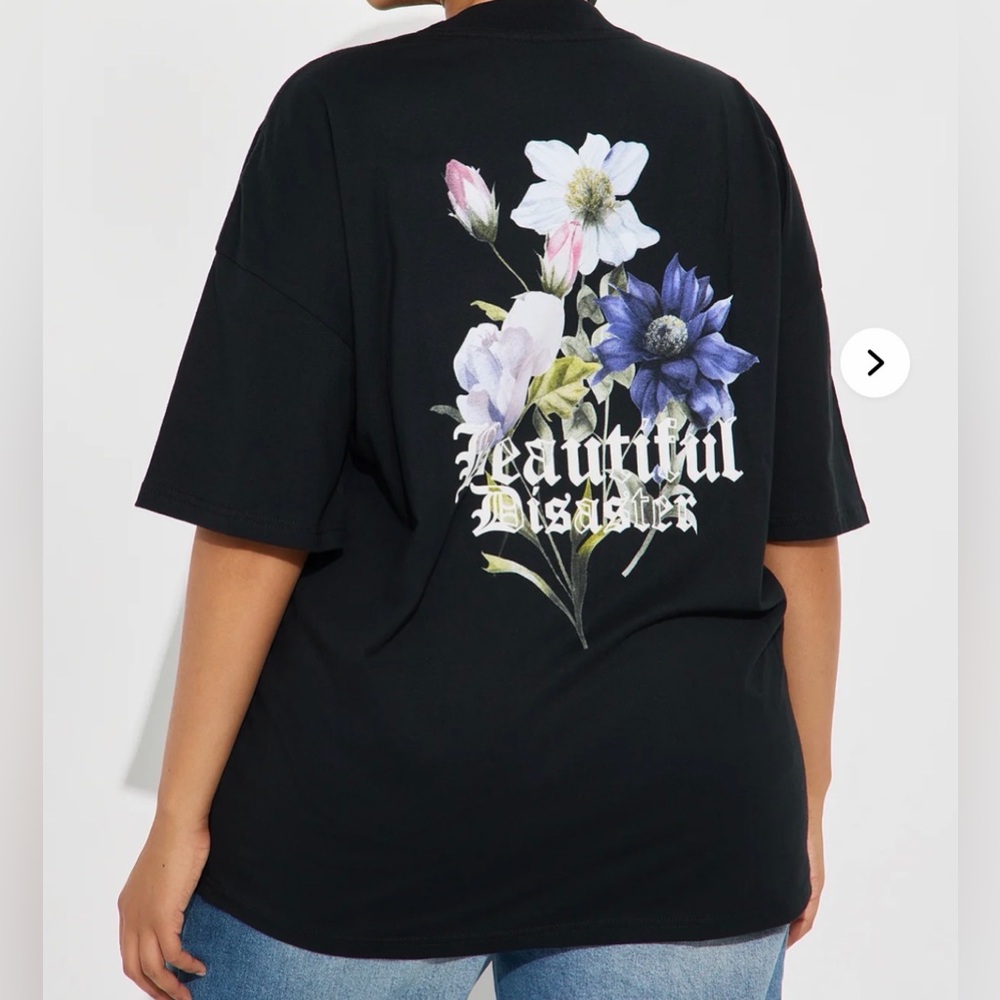 Fashion Nova Beautiful Disaster Tee - Black